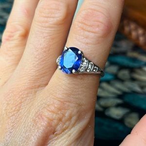 Sterling Silver ring with purple stone and CZ